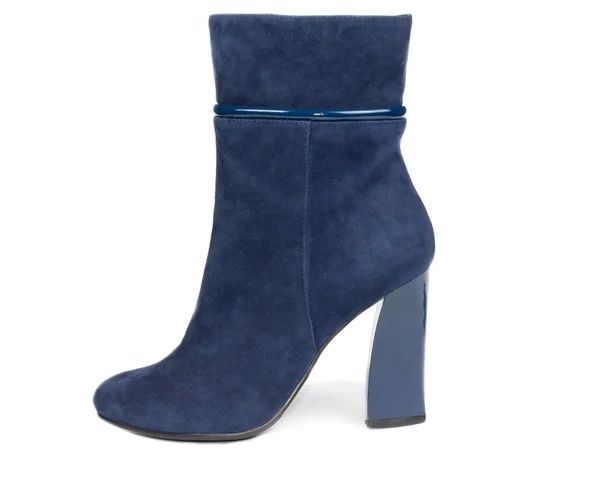 Blue suede female boot — Stock Photo, Image