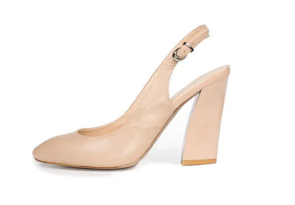 Womans beige leder slingback court shoe — Stockfoto