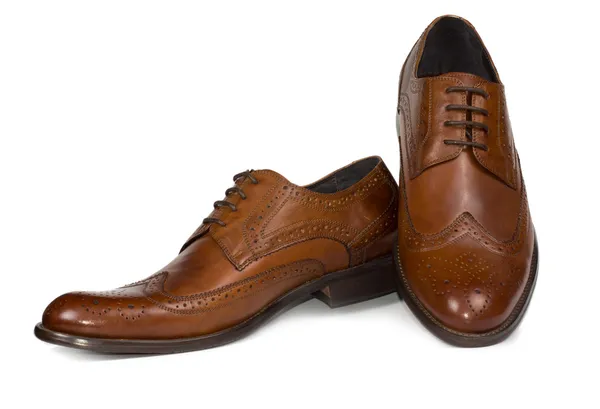 Stylish brown leather mens shoes — Stock Photo, Image