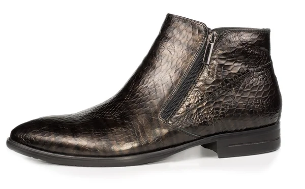 Texturizado couro marrom escuro sapato dos homens — Fotografia de Stock
