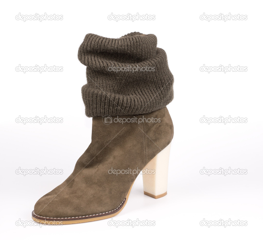 Womans brown suede boot with integral legging