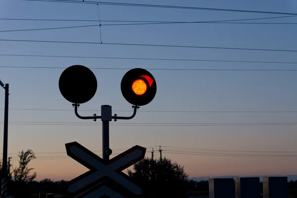 Railroad red traffic signal — Stock Photo, Image