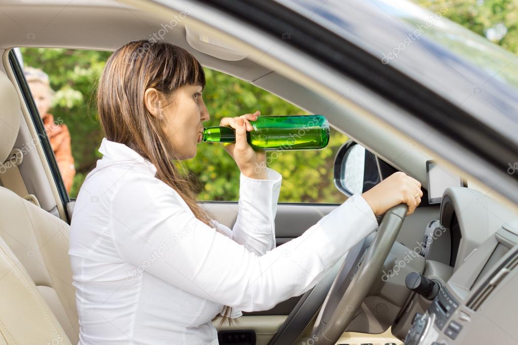 Female motorist drinking and driving
