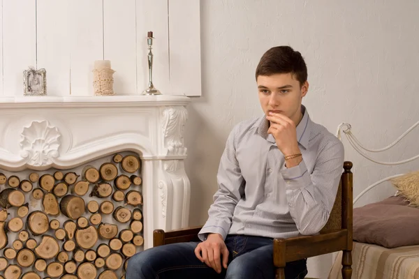 Worried young man deep in thought — Stock Photo, Image