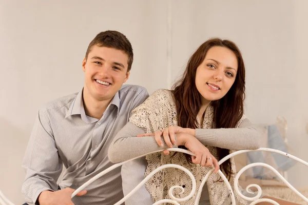 Happy laughing couple relaxing at home — Stock Photo, Image