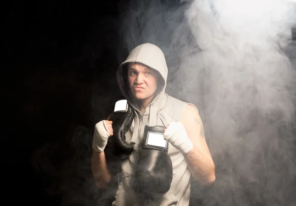 Mean looking boxer psyching himself up — Stock Photo, Image