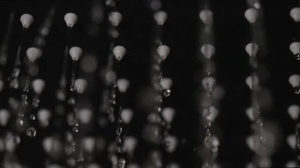 Nahaufnahme auf einem Duschkopf mit langsam fließendem Wasser — Stockvideo