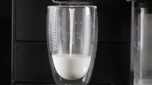 Almost empty glass of fresh farm milk — Stockvideo