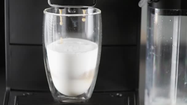 Hot and delicious drink poured from the coffee machine — Stockvideo