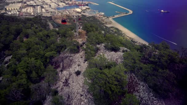 View Cable Car Mountain Peak Harbour Coastal City Sightseeing Tourism — Video