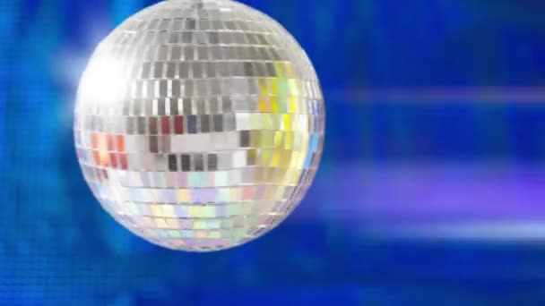 Glittering Silver Disco Ball Party Celebrations Christmas Deep Blue Background — Video Stock