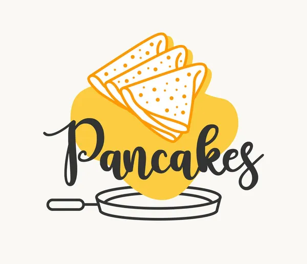 Logo Kreatywnego Naleśnika Godło Dla Restauracji Lub Kawiarni Znak Śniadania Ilustracja Stockowa