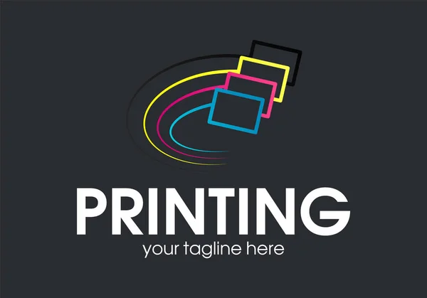デジタルプリントロゴデザインテンプレート タイポグラフィーの現代的な記号 ポリグラフィーと印刷工場 コピースタジオ ストックベクター