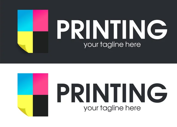 Modelo Design Logotipo Impressão Digital Tipografia Signo Moderno Poligrafia Fábrica — Vetor de Stock