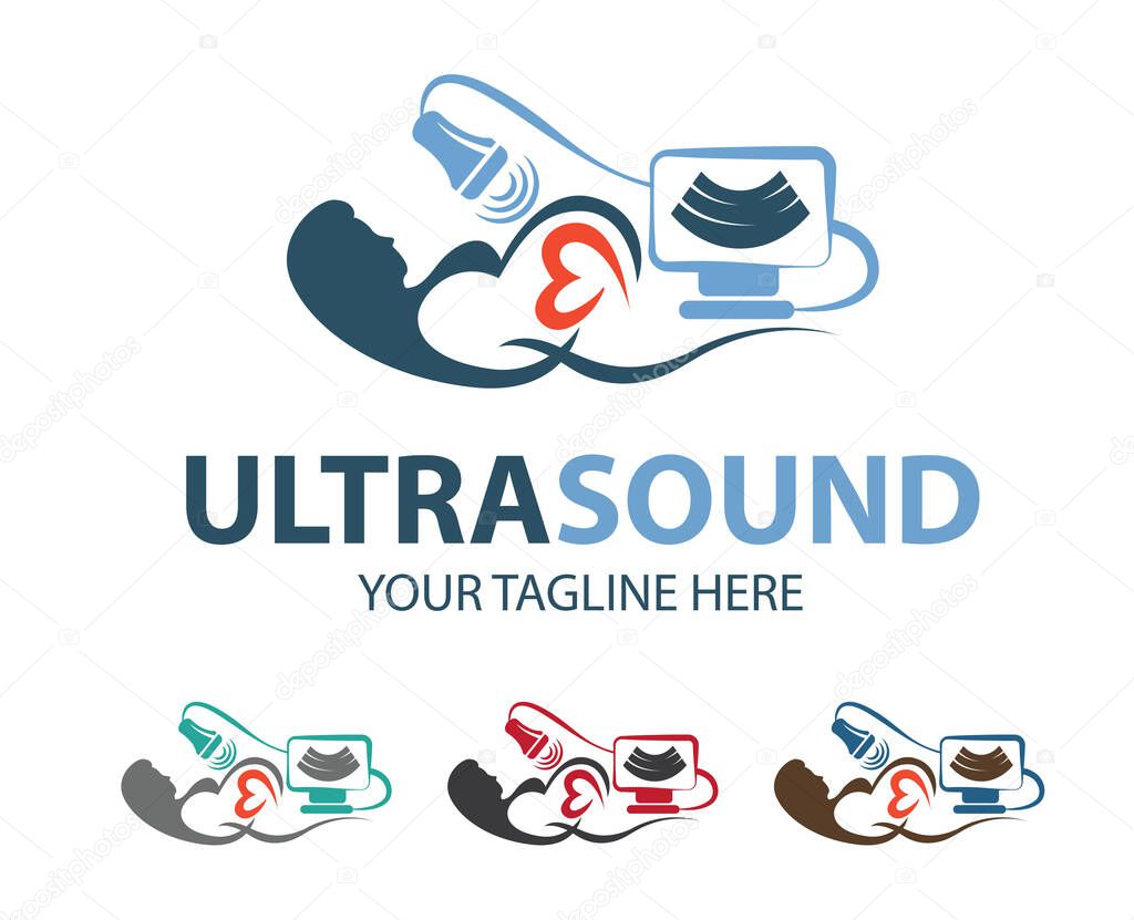 Ultrasound diagnostics logo. Medical research, gynecology clinic, polyclinics, obstetrics and hospitals, vector design and illustration.