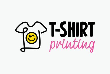 T-shirt baskı soyut modern renkli vektör logo şablonu. Tipografi, baskı, kurumsal kimlik, atölye, marka, fabrika, Serigraf, beyaz arka plan üzerinde izole için.