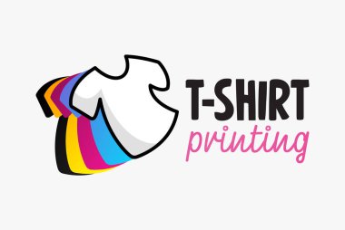 T-shirt baskı soyut modern renkli vektör logo şablonu. Tipografi, baskı, kurumsal kimlik, atölye, marka, fabrika, Serigraf, beyaz arka plan üzerinde izole için.