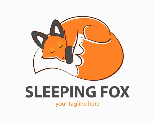 Logotipo Raposa Adormecida Bonito Pode Ser Usado Para Clínica Veterinária — Vetor de Stock