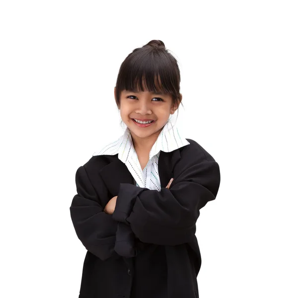 Petite fille asiatique en costume d'affaires — Photo