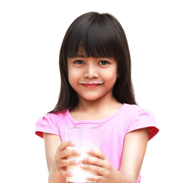 Niña con bigote de leche — Foto de Stock