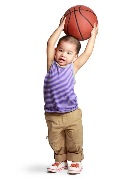 Little boy with basketball — Stock Photo, Image