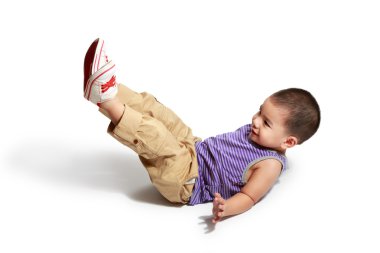 küçük Asyalı çocuk bir yere Serme