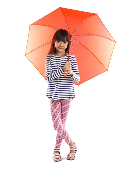 Little asian girl with umbrella — Stock Photo, Image