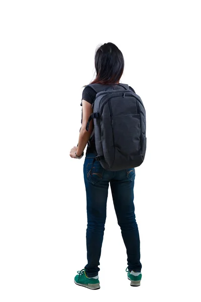 Rear view, Relaxing young asian woman standing — Stock Photo, Image