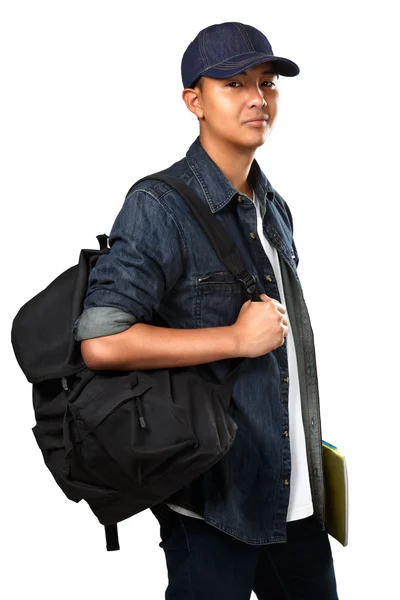 Avkopplande ung asiatisk tonåring pojke stående — Stockfoto