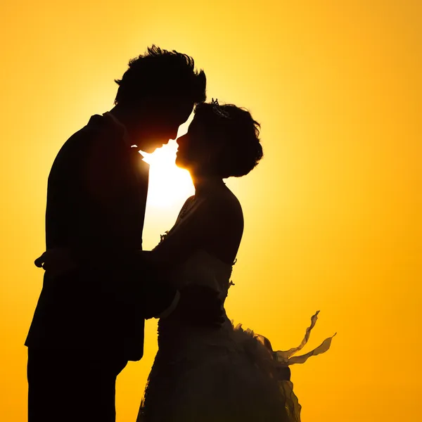 Silhouette Paar Liebe — Stockfoto