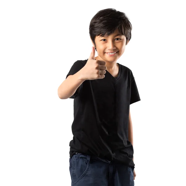 Feliz asiático chico mostrando pulgar arriba — Foto de Stock