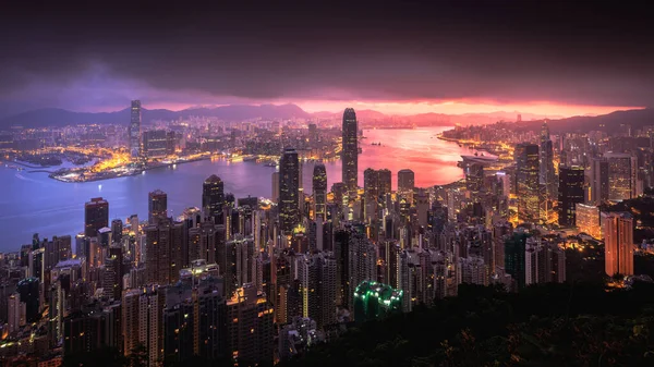 Hong Kong Sunrise Vista Pico Hong Kong Imagens Royalty-Free