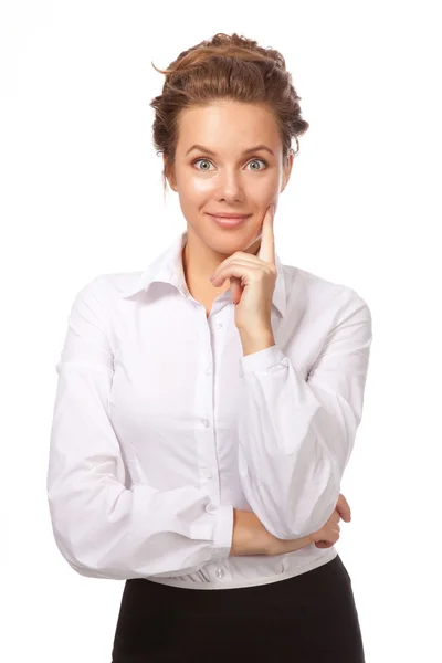 Retrato de una chica perdida en pensamiento sobre algo — Foto de Stock