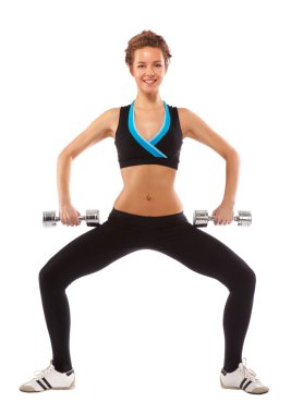 Kız kavgası dumbbells ile