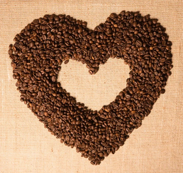 Heart coffee frame made of beans