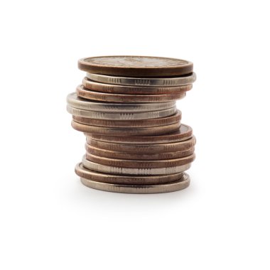 bir yığın izole beyaz zemin üzerine paraları