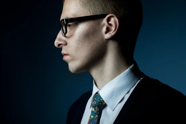 Thinking young man profile portrait — Stock Photo, Image