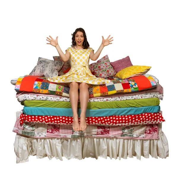 Princess and the Pea isolated white background — Stock Photo, Image