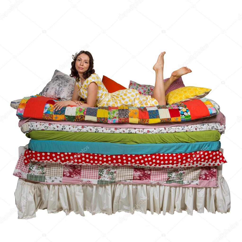 Princess and the Pea isolated white background