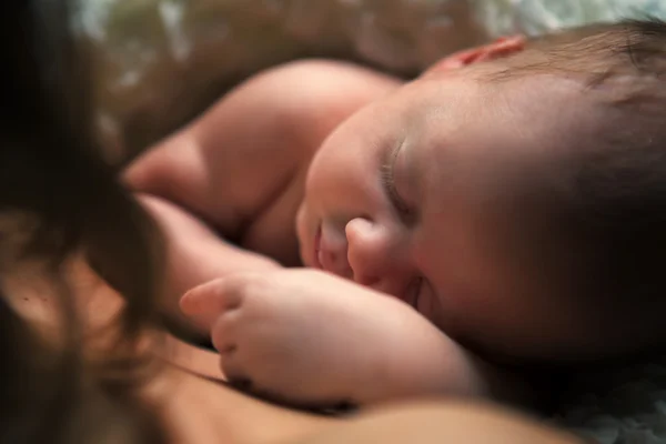 Adorable baby sleeping on stomach — Stock Photo, Image