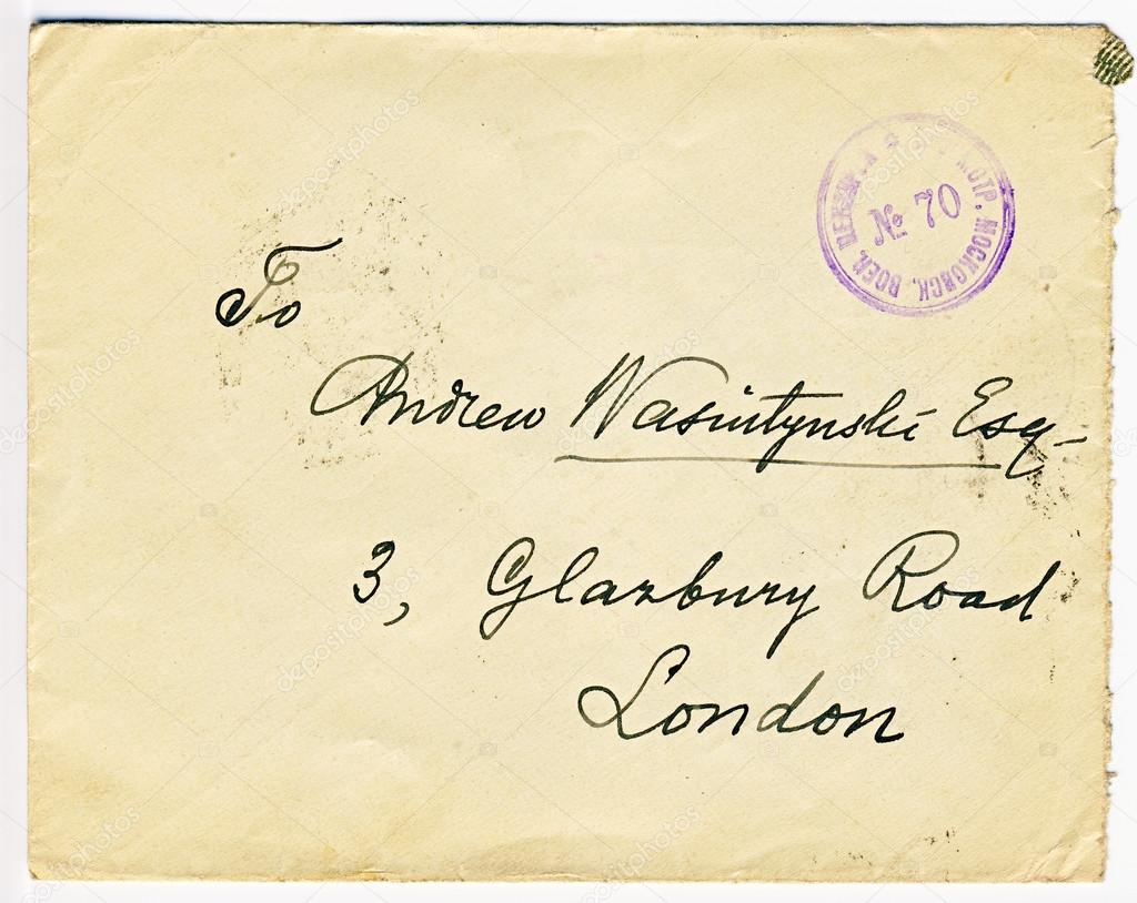 Antique Russian censored letter with London address — Stock Photo