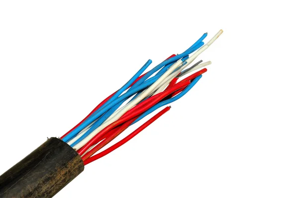 Multicolored electric wires in the tube — Stock Photo, Image