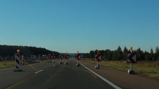 Desvío del desvío del tráfico de la autopista — Vídeos de Stock