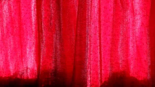 Red window curtain background — Stock Video