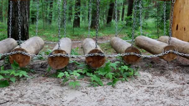 Curso de obstáculos en el bosque — Vídeo de stock