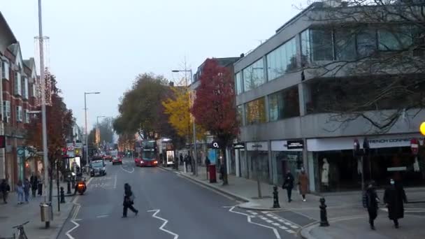 Londýn Spojené Království Circa November 2020 Lidé Doprava Obchody Okrese — Stock video