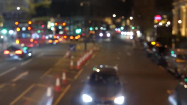 Luci Trasporto Offuscate Londra Vista Attraverso Lunotto Posteriore Due Piani — Video Stock