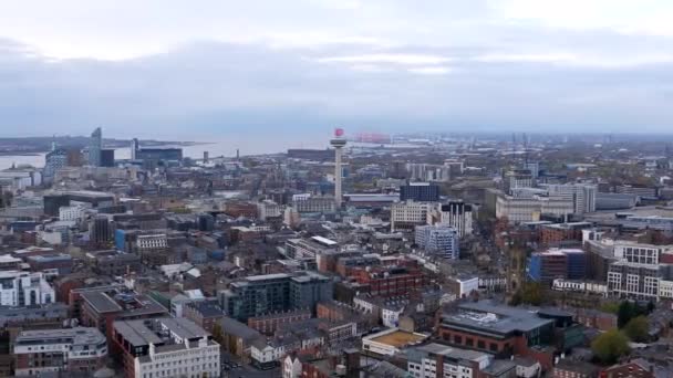 Liverpool England Reino Unido Novembro 2018 Fotografia Aérea Panorâmica Dos — Vídeo de Stock