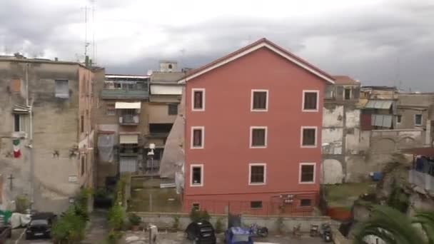Rear Side View Italian Metropolitan City Naples Moving Train Window — Stock videók