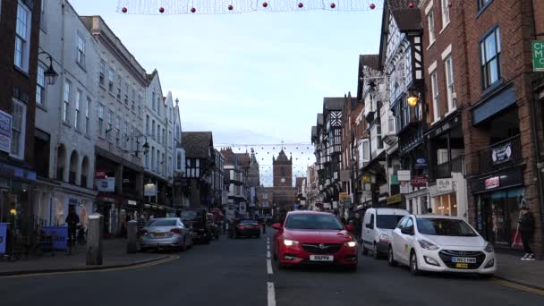 Chester England Vereinigtes Königreich Januar 2022 Menschen Touristen Der Bridge — Stockvideo